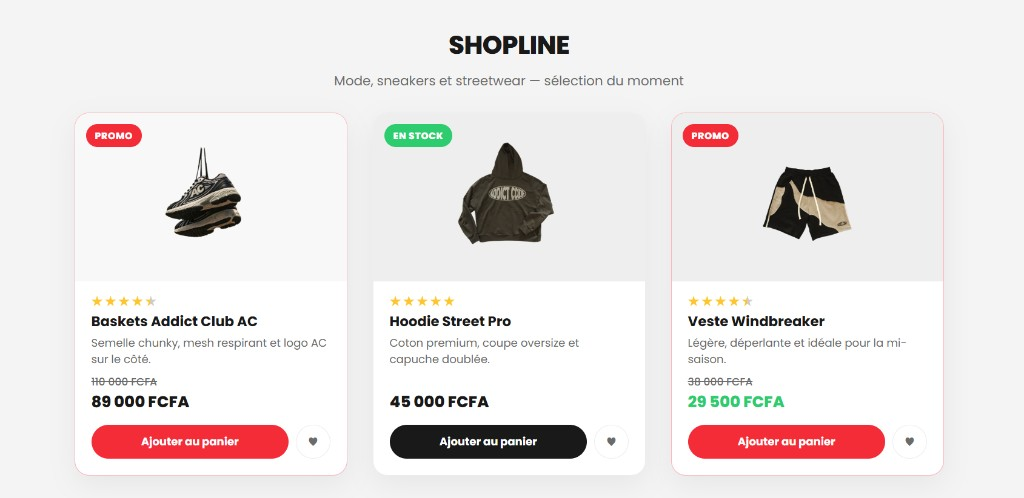 Aperçu de la carte produit Shopline.